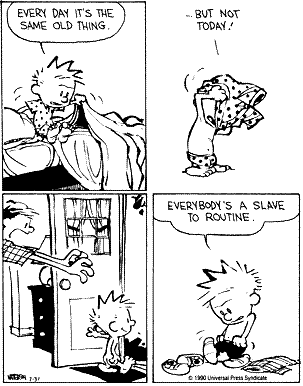 calvin and hobbes slave to routine